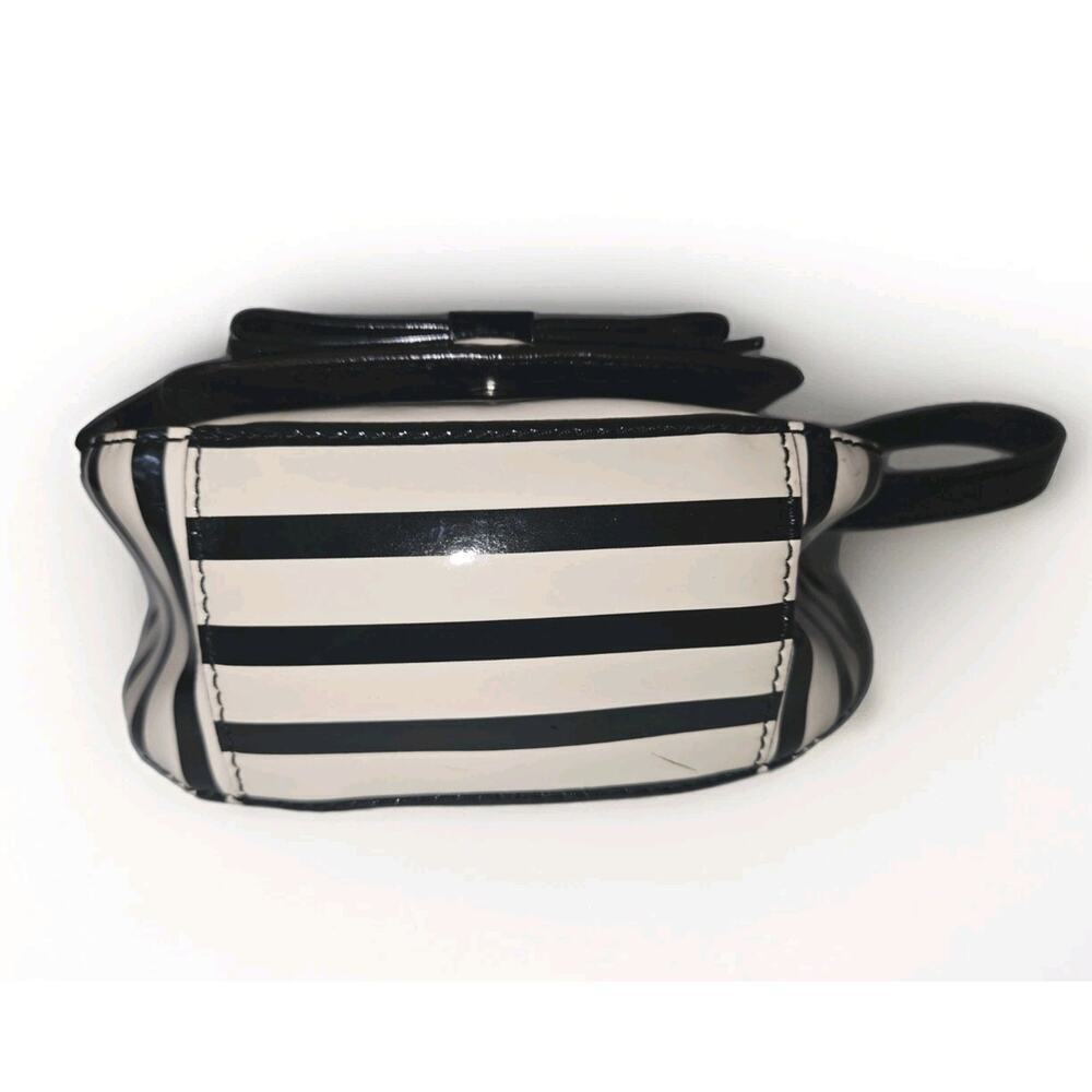 Kate Spade Chelsea Park Black Cream Striped Patent Leather Mini Crossbody 7x5x3 - Picture 6 of 13